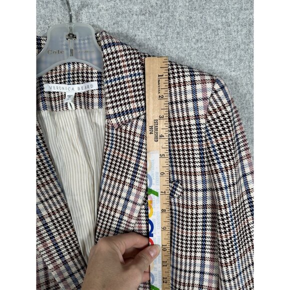 Veronica Beard 4 Plaid Blazer Jacket Lined One Button Multicolor Cotton Blend - Picture 3 of 16